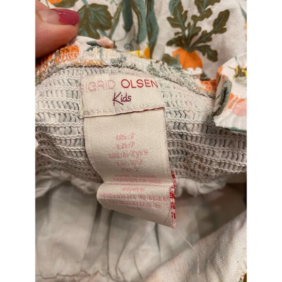 Sigrid Olsen Kids Garden Fruits Print Orange Yellow Adjustable Straps Size 7 - Picture 8 of 9